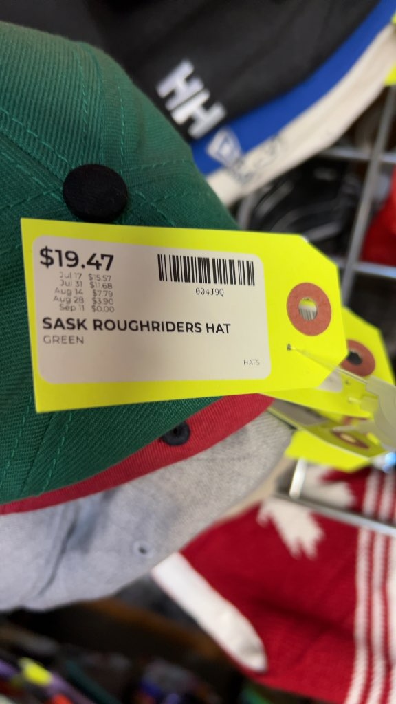 Saskatchewan Roughriders Baseball Cap Logo Green Good Condition One Size