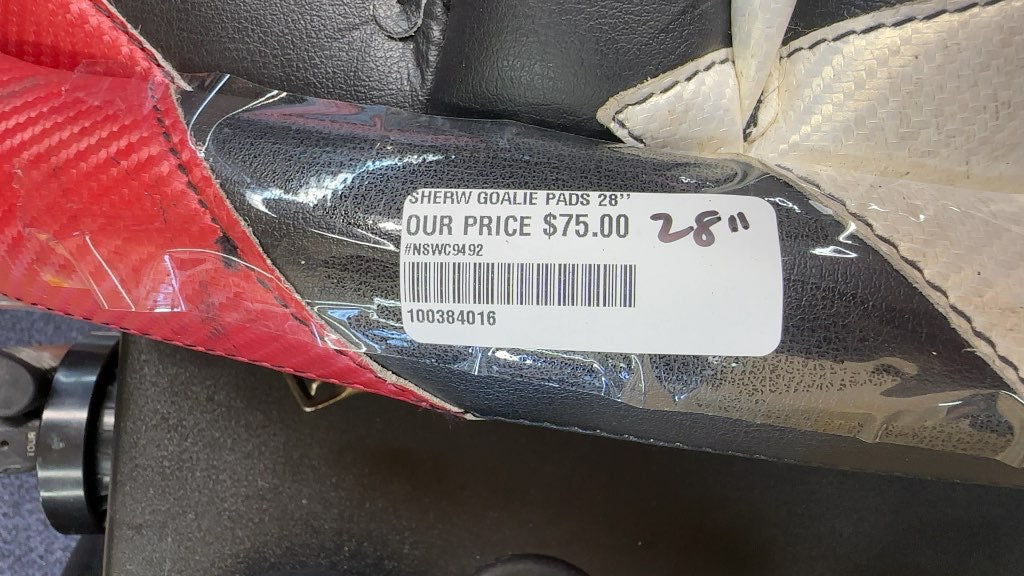 Sher-Wood Goalie Pads 3000 Red/Black/White Used 28"