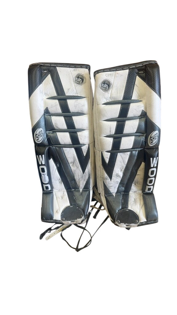 Sher-Wood Hawk System Goalie Leg Pads White/Black Used 31"