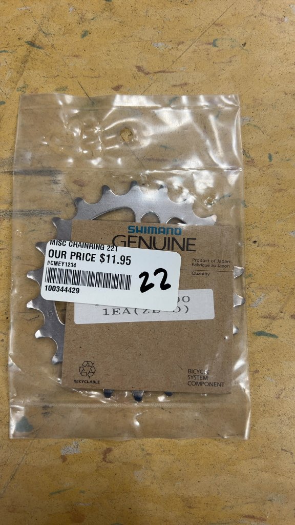 Shimano 22T Chainring New in Bag Silver