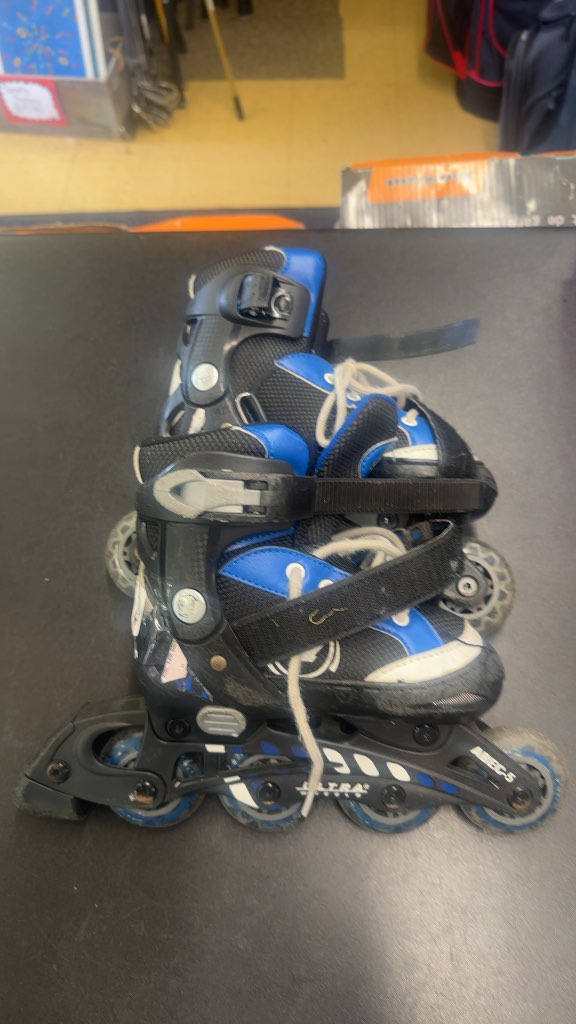 Ultra Wheels Inline Skates ABEC-5 Blue/Black Used Size 10-13 adjustable  kids skates