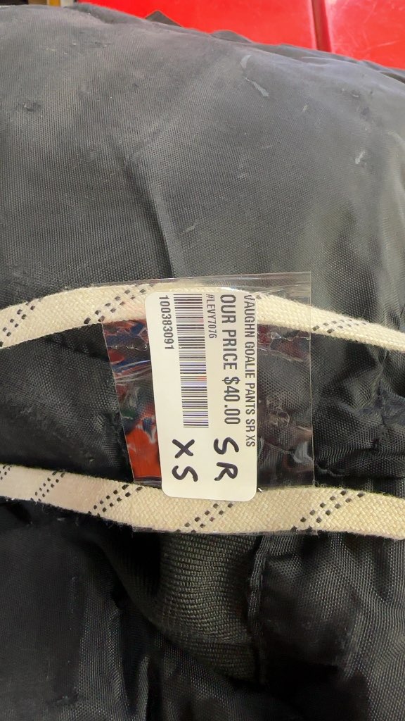 Vaughn Goalie Pants Velocity V6 2000 Pro Used Senior XS-tear on the right pant leg