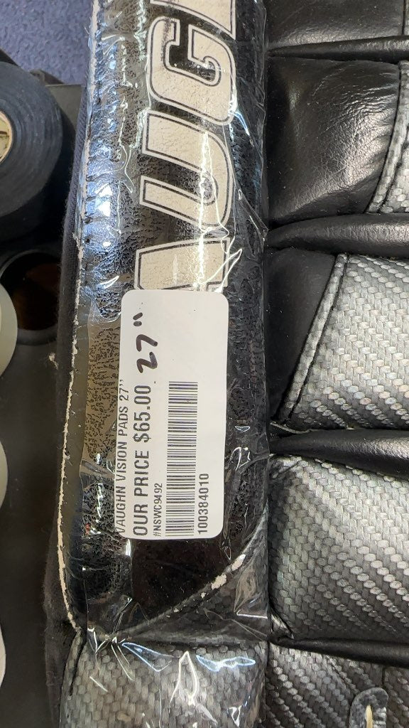 Vaughn Vision Goalie Leg Pads Black/White Used 27"