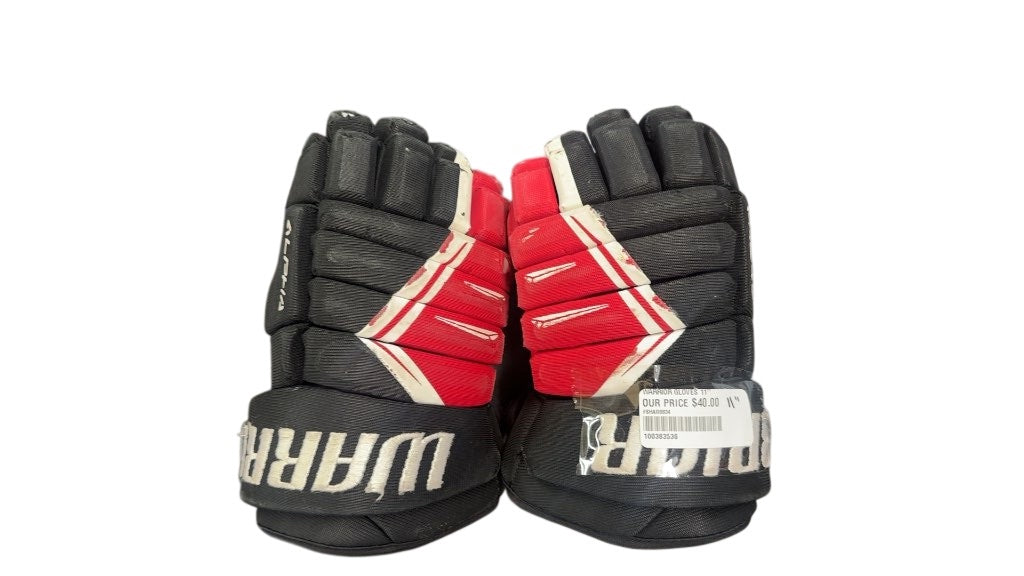 Warrior Hockey Gloves Alpha DX4 Black/Red/White Used 11"