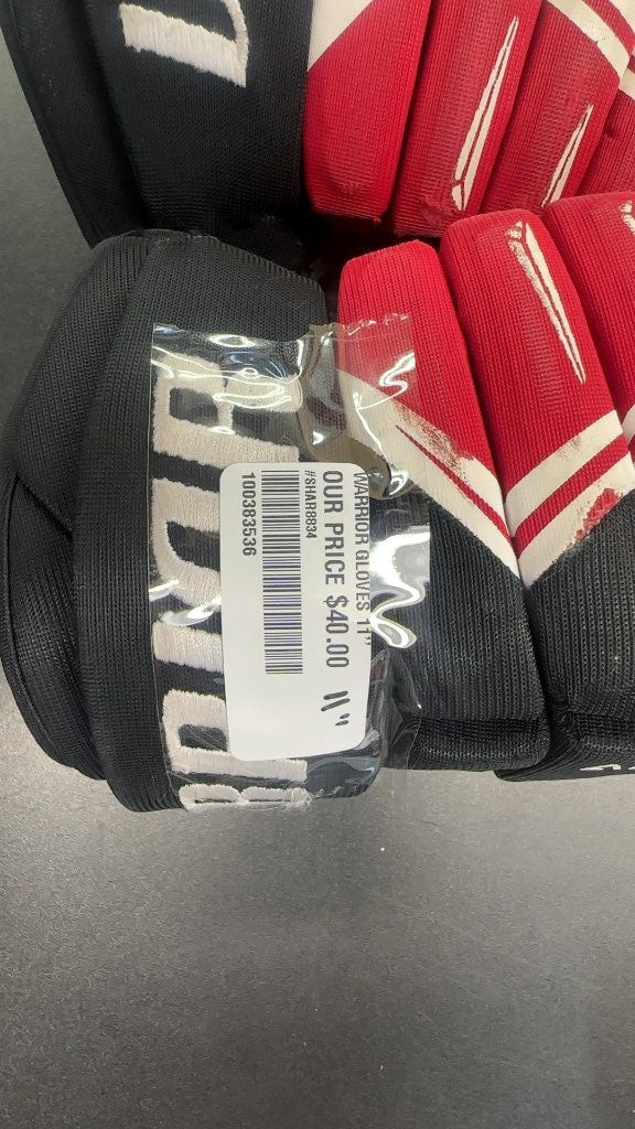 Warrior Hockey Gloves Alpha DX4 Black/Red/White Used 11"