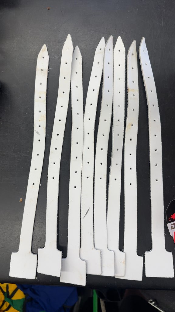 White Leather Goalie Pad Leg Straps - Set of 8 ( 4 sets)