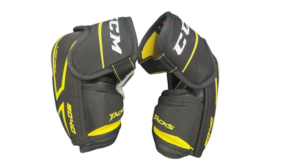 CCM Hockey Elbow Pads Tacks 9040 Black/Yellow very Good Condition Senior Medium