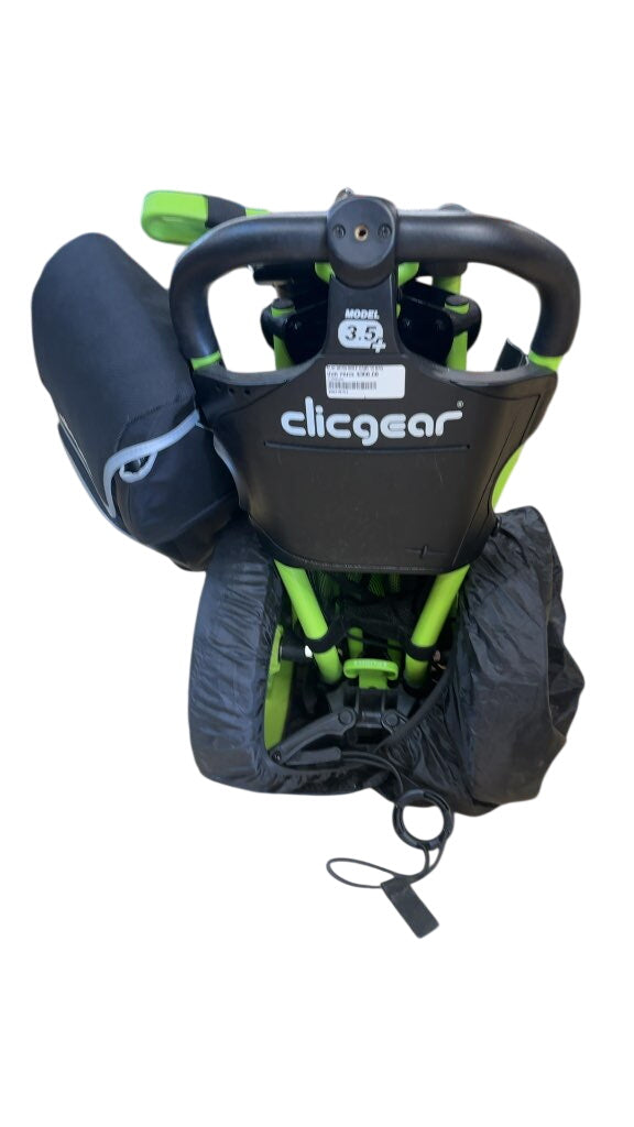Clicgear Model 3.5+ Golf Push Cart with Bag Used Lime Green-accessory nag and wheel covers included