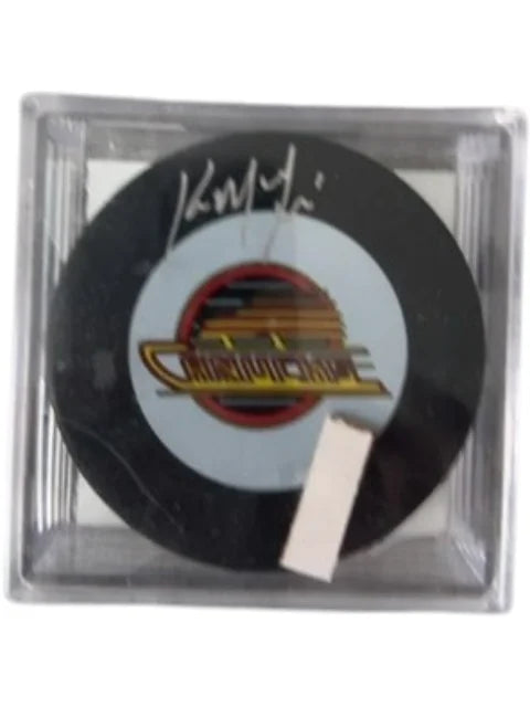 Kirk McLean Autographed Vancouver Canucks Flying Skate Logo Hockey Puck with COA Excellent Condition