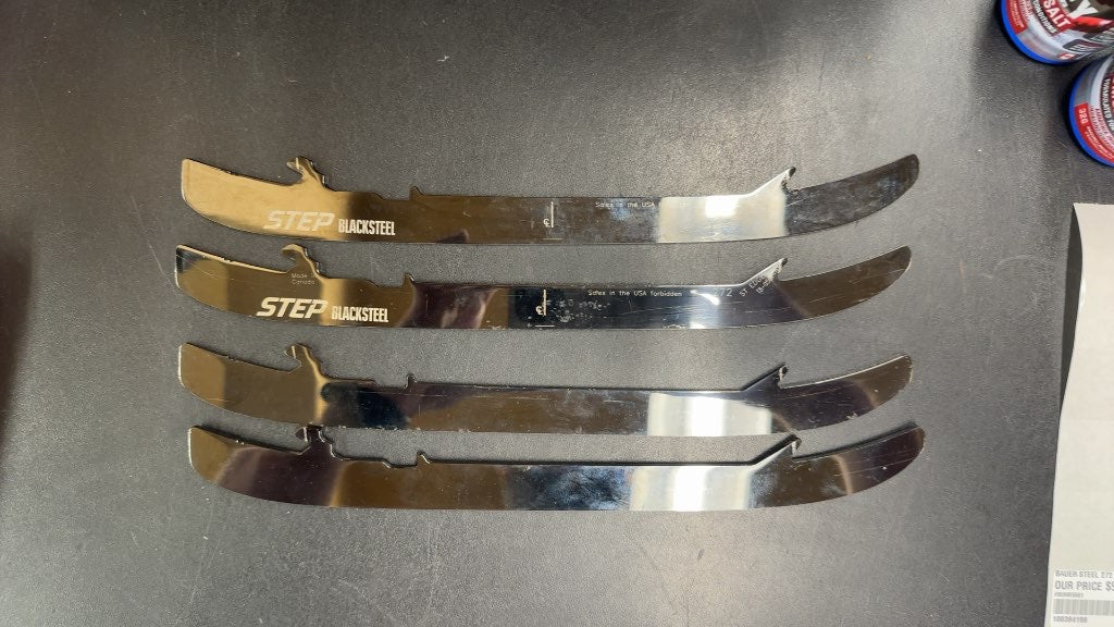 STEP Blacksteel Hockey Skate Runners for Bauer Tuuk Lightspeed Edge Holders Used Size 272
Two pairs both profiled to quad and sharpened 4-5 times so lots of steel left