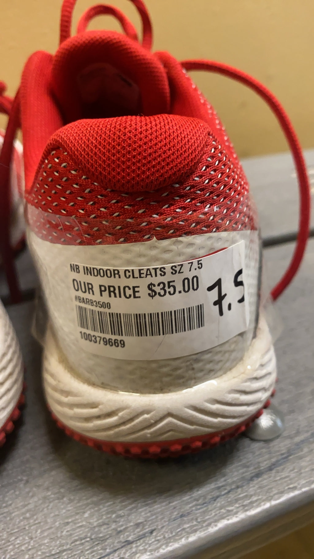 New Balance T4040TR4 Turf Baseball Shoes - Red/White - Size 7.5