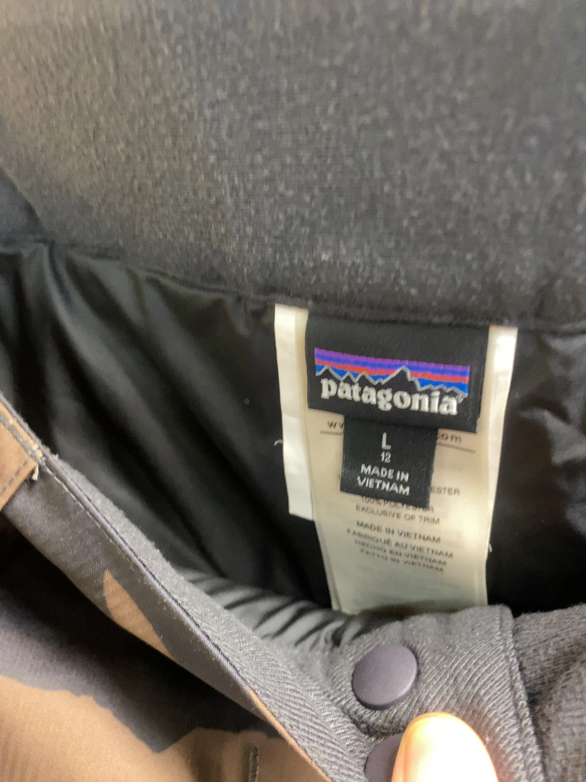 Patagonia Snow Pants Youth Size L (12) Camo H2No