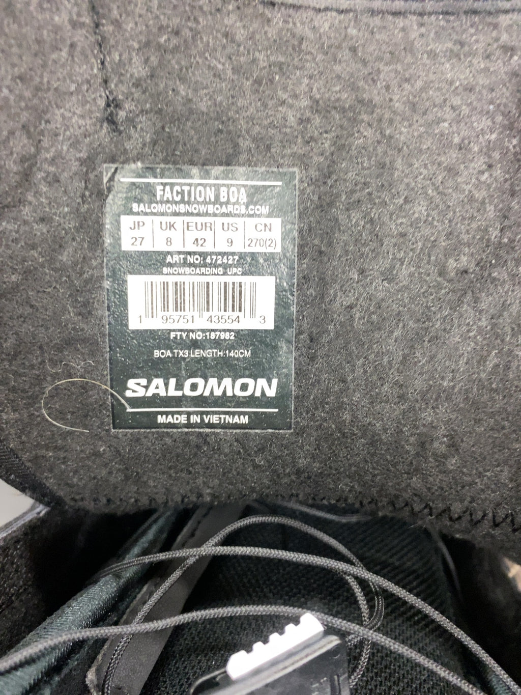 Salomon Faction BOA Snowboard Boots Size 9