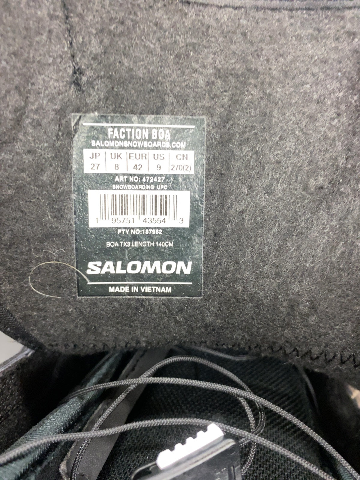 Salomon Faction BOA Snowboard Boots Size 9