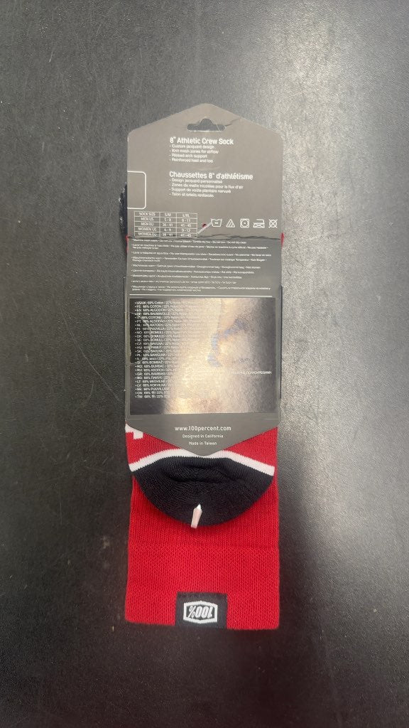 100% Athletic Crew Socks 6" Red New S/M