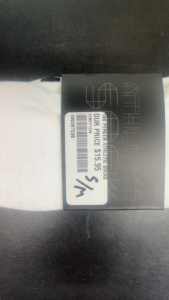 100% Athletic Crew Socks 6" White New S/M