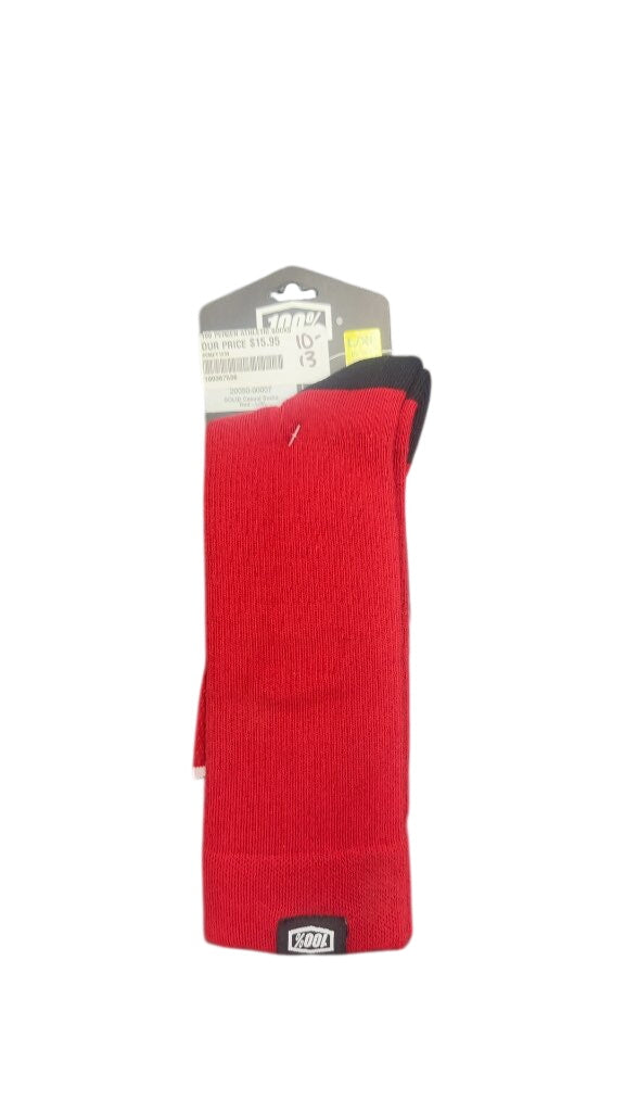 100% Athletic Crew Socks Solid Casual Red New L/XL