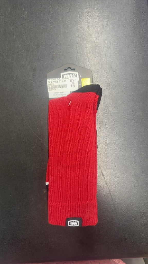 100% Athletic Crew Socks Solid Casual Red New L/XL