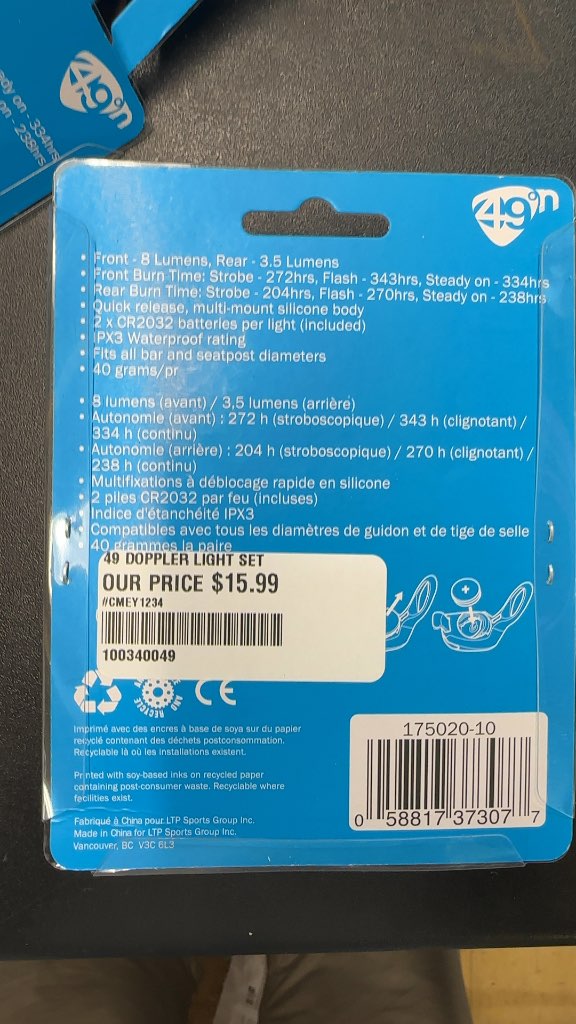 49N Bike Light Set Doppler Combo New Black