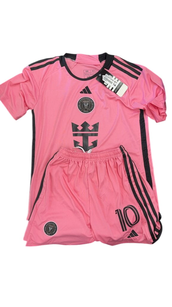 Adidas Inter Miami CF Messi 10 Soccer Kit Junior Size 26 Pink-New jersey and shorts