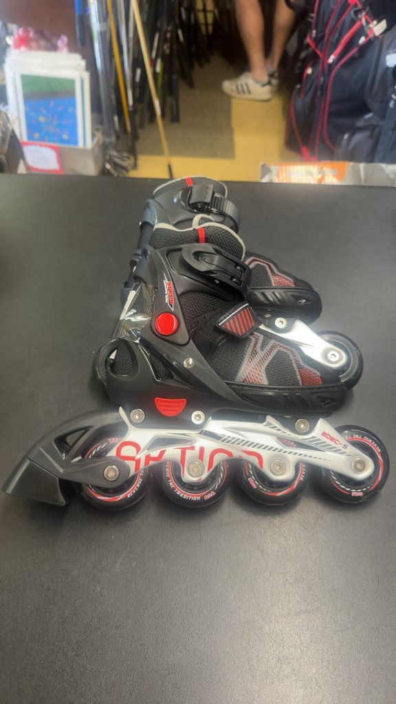 Aktion Adjustable Inline Skates Black/Red New Size 10-13