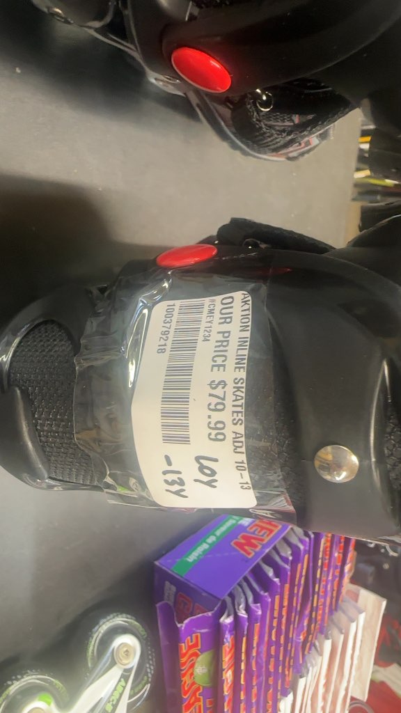 Aktion Adjustable Inline Skates Black/Red New Size 10-13