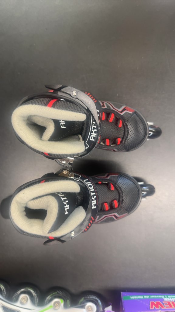 Aktion Adjustable Inline Skates Black/Red New Size 10-13