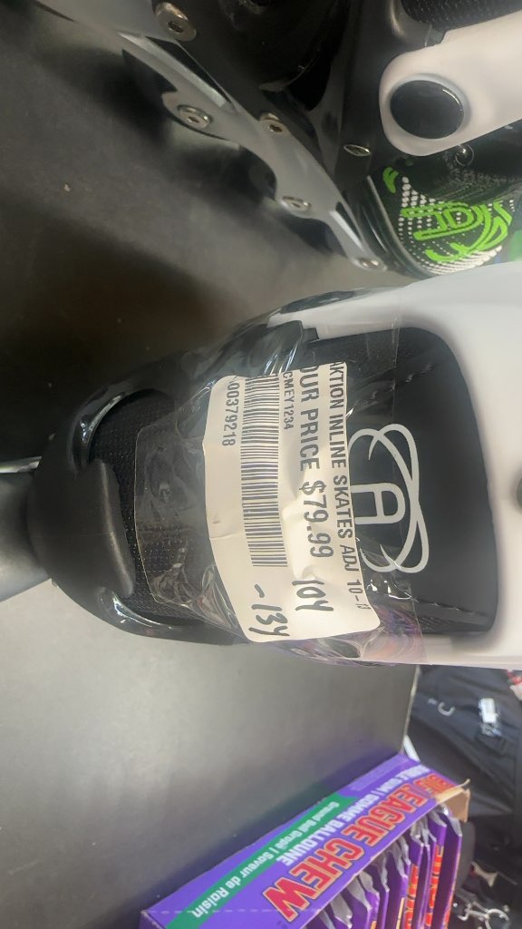 Aktion Adjustable Inline Skates Black/White/Green New  Size 10-13 kids