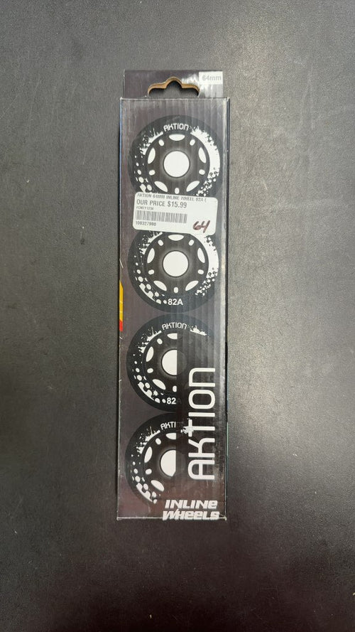 Aktion Inline Skate Wheels 64mm 82A 4-Pack New