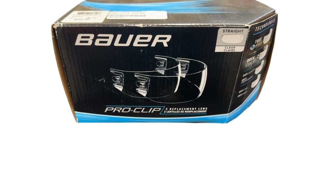 Bauer Pro-Clip Straight Clear Hockey Visor Replacement Lenses - 2 Pack