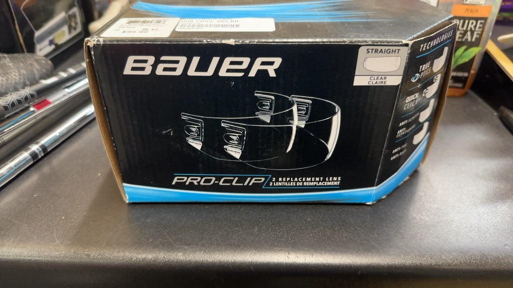 Bauer Pro-Clip Straight Clear Hockey Visor Replacement Lenses - 2 Pack