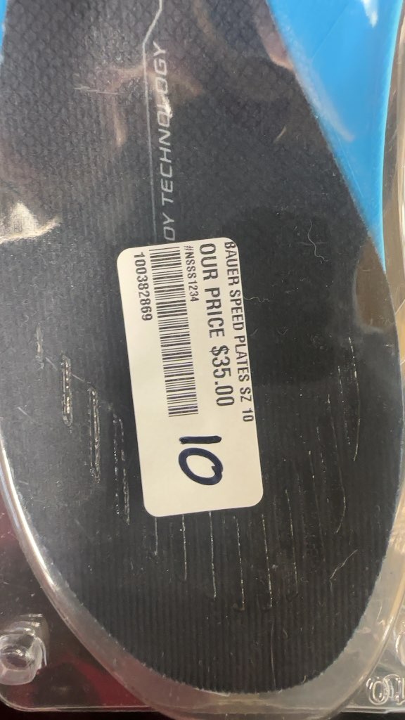 Bauer Speed Plate Hockey Skate Insoles New Size 10