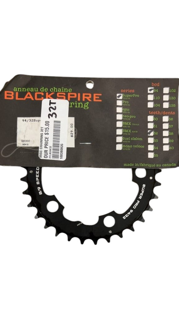 Blackspire SuperPro Chainring 32T 94mm BCD 8/9 Speed New