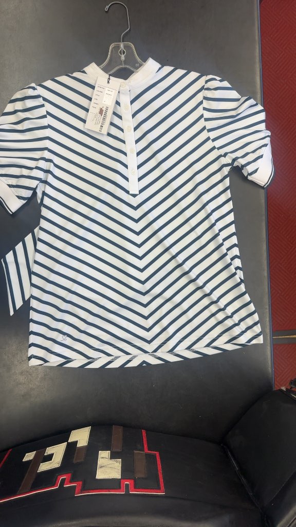 Daily Seoul Women's 12S Golf Polo Shirt Navy/White Striped New with Tags Size M-New