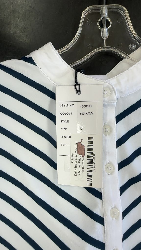 Daily Seoul Women's 12S Golf Polo Shirt Navy/White Striped New with Tags Size M-New