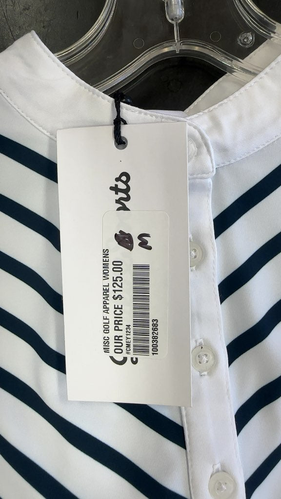 Daily Seoul Women's 12S Golf Polo Shirt Navy/White Striped New with Tags Size M-New