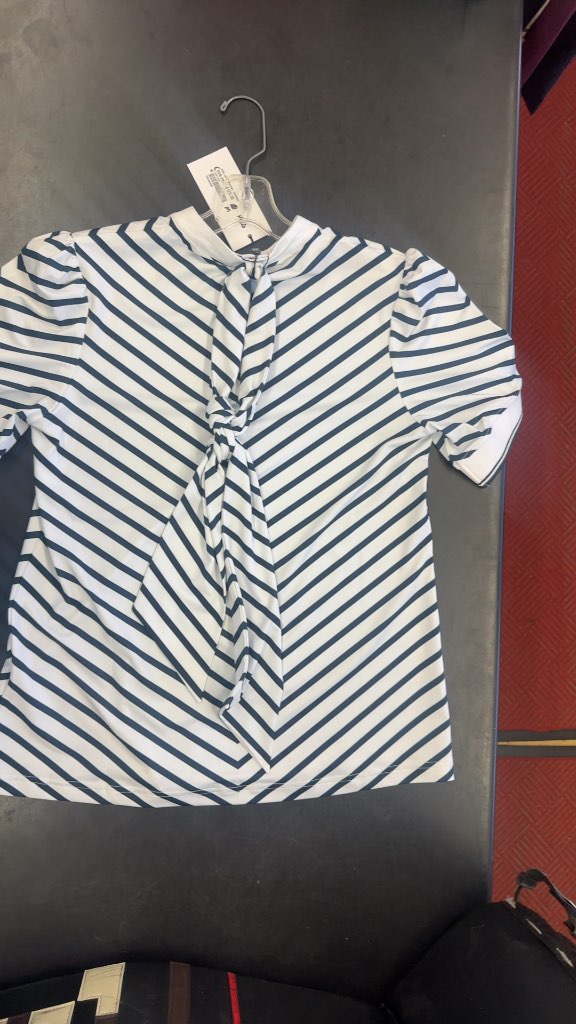 Daily Seoul Women's 12S Golf Polo Shirt Navy/White Striped New with Tags Size M-New