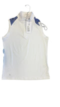 Daily Sports Sleeveless Quarter-Zip Golf Top White Purple Pattern Women's Size M-New