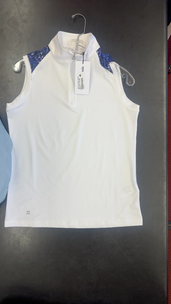 Daily Sports Sleeveless Quarter-Zip Golf Top White Purple Pattern Women's Size M-New