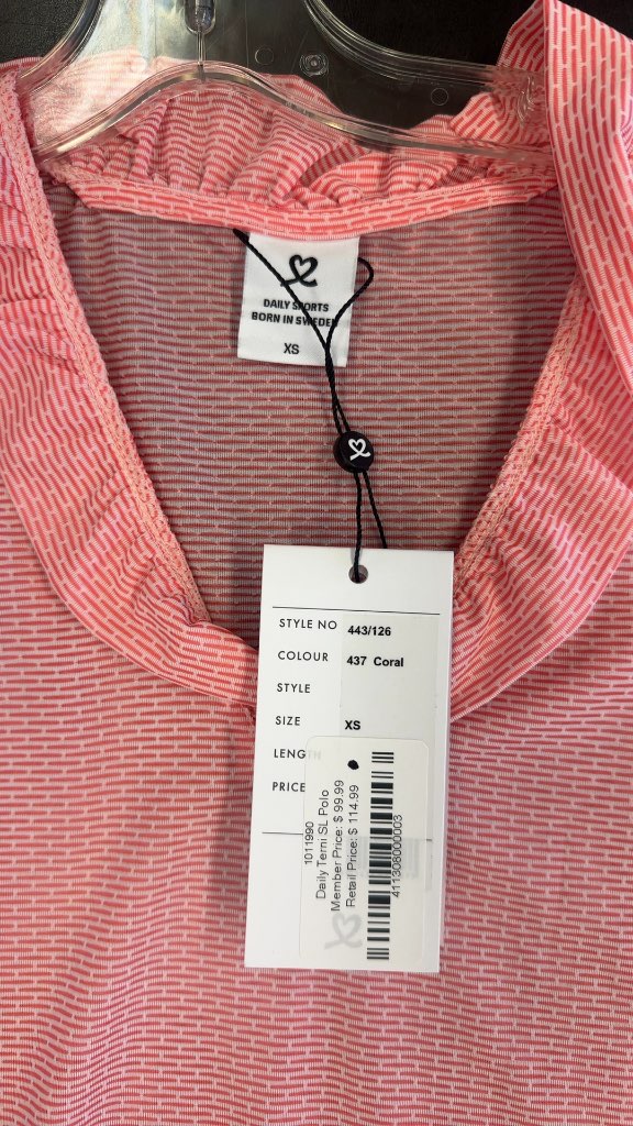 Daily Sports Sleeveless Terni SL Polo Coral New With Tags XS