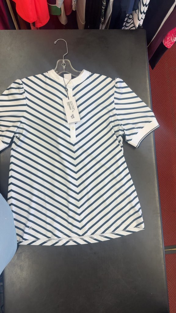 Daily Sports Women's Chevron Stripe Golf Polo Navy/White New With Tags Size L-New
