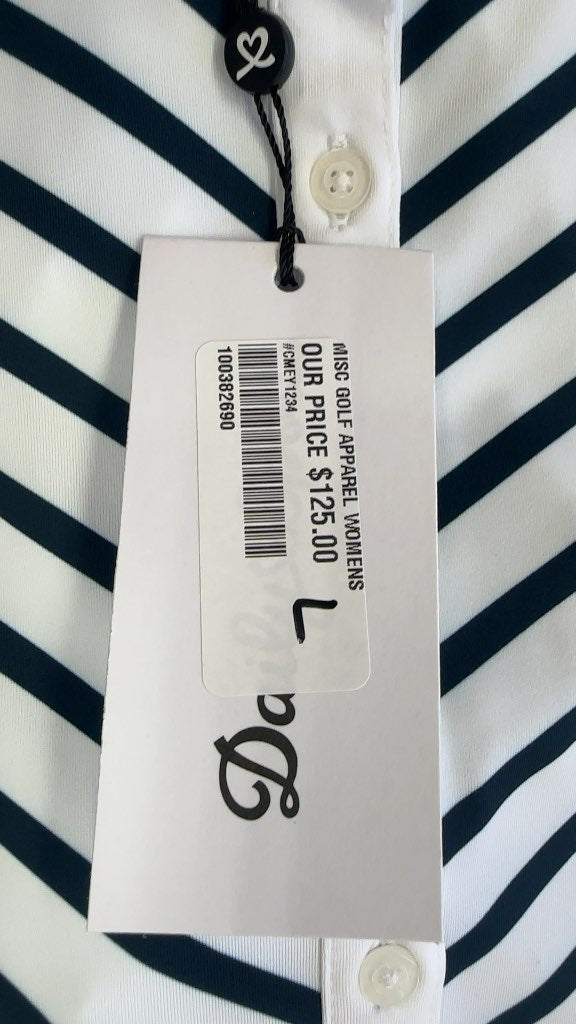 Daily Sports Women's Chevron Stripe Golf Polo Navy/White New With Tags Size L-New