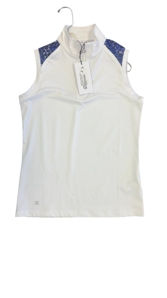 Daily Sports Women's Sleeveless Quarter-Zip Golf Top White Leopard Print Size S-New