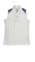 Daily Sports Women's Sleeveless Quarter-Zip Golf Top White Leopard Print Size S-New