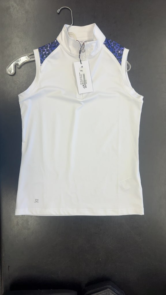 Daily Sports Women's Sleeveless Quarter-Zip Golf Top White Leopard Print Size S-New