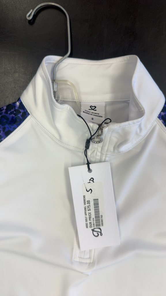 Daily Sports Women's Sleeveless Quarter-Zip Golf Top White Leopard Print Size S-New
