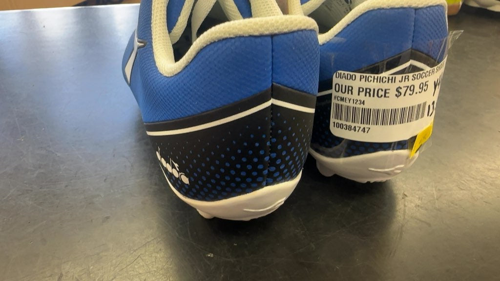 Diadora Pichichi Jr Youth Soccer Cleats - Blue/White - Size 13.5-brand new