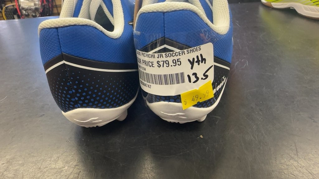 Diadora Pichichi Jr Youth Soccer Cleats - Blue/White - Size 13.5-brand new