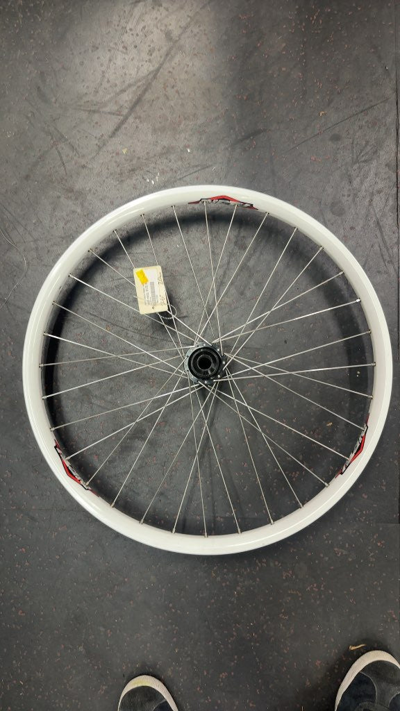 Dirty 26" White Front Bicycle Wheel - 20mm Axle