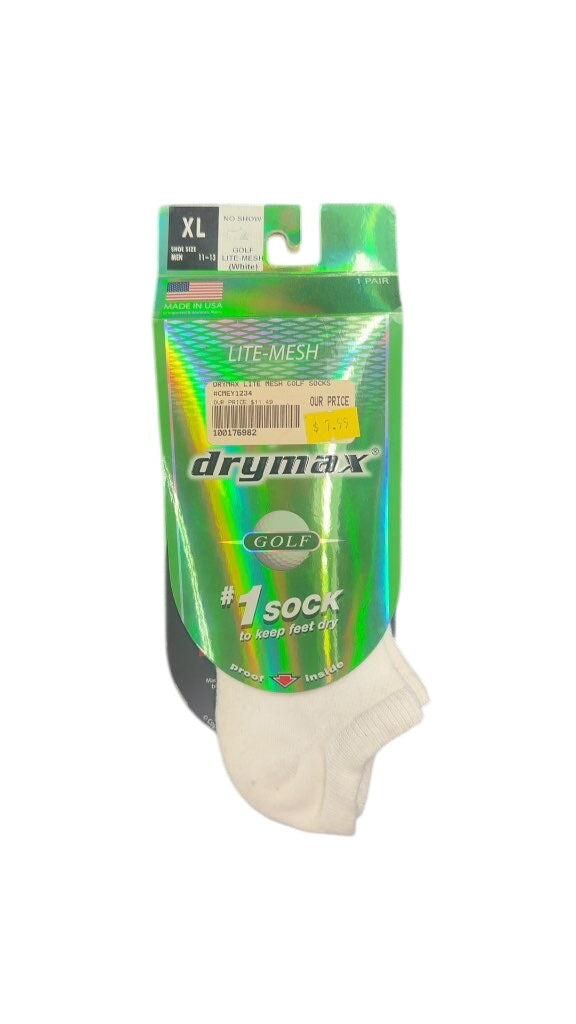 Drymax Lite-Mesh Golf Socks White New XL